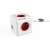 Allocacoc PowerCube Extended USB power strip with 4 outlets and 2 USB ports, white with red outlets