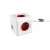 Allocacoc PowerCube Extended USB power strip with 4 outlets and 2 USB ports, white with red outlets