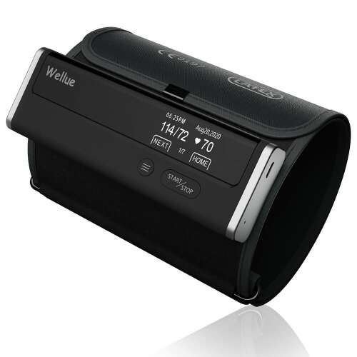 Wellue intelligenter Blutdruckmessgerät mit EKG-Funktion, schwarze Farbe, schräge Ansicht