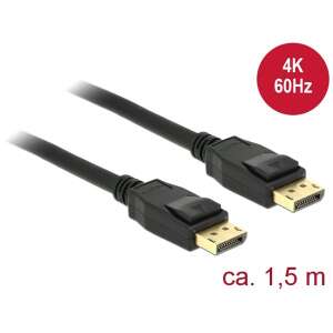 Kábel DeLock Displayport 1.2 samec > samec Displayport 4K 60 Hz 1,5 m čierny 85508 - Káble a príslušenstvo