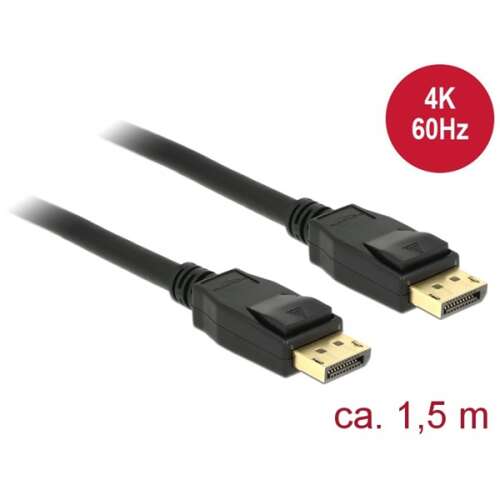 Kábel DeLock Displayport 1.2 samec > samec Displayport 4K 60 Hz 1,5 m čierny 85508