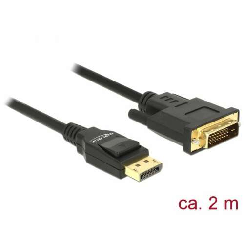DeLock DisplayPort 1.2 male > DVI 24+1 male passive 2m Cable Black 85313