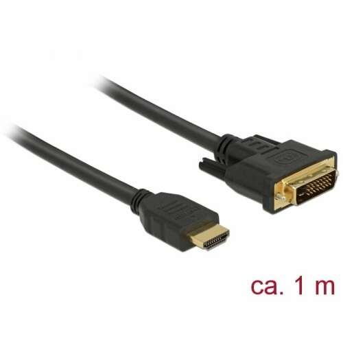 DeLock HDMI la DVI-D (Dual Link) (24+1) cablu bidirecțional bidirecțional 1m negru 85652
