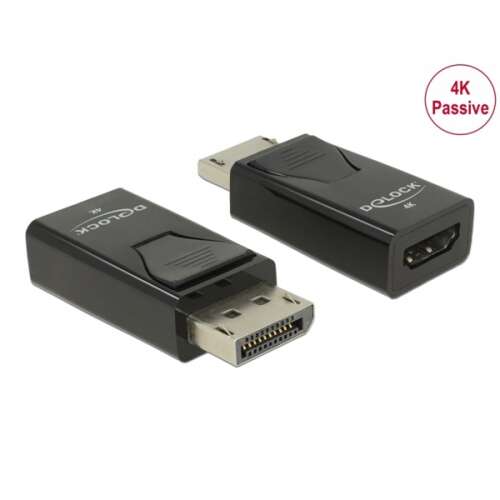 Adaptor DeLock de la DisplayPort 1.2 de sex masculin la HDMI de sex feminin 4K pasiv negru 66234