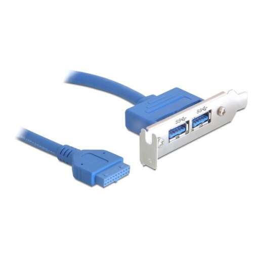 Śledź gniazda DeLock z 2 portami USB 3.0 i złączem 19-pin