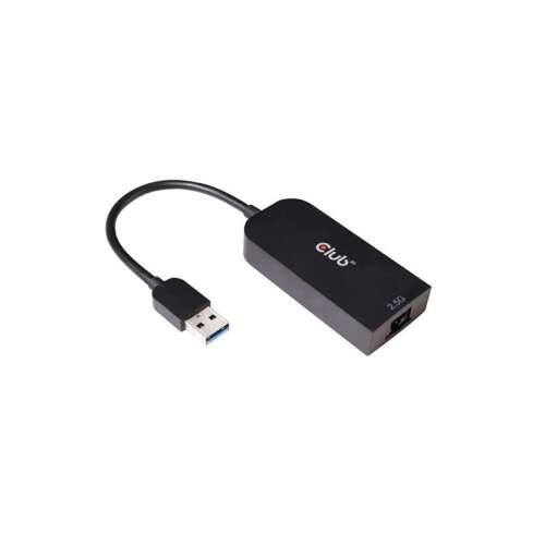 Club3D USB 3.2 Gen1 Type A to RJ45 2.5 Gbps adapter CAC-1420, fekete, ferde nézet