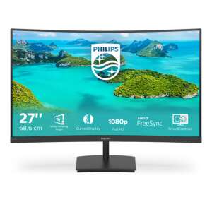 Philips 271E1SCA 27-calowy zakrzywiony monitor VA, rozdzielczość Full HD 1080p, technologia AMD FreeSync, SmartContrast - Monitor