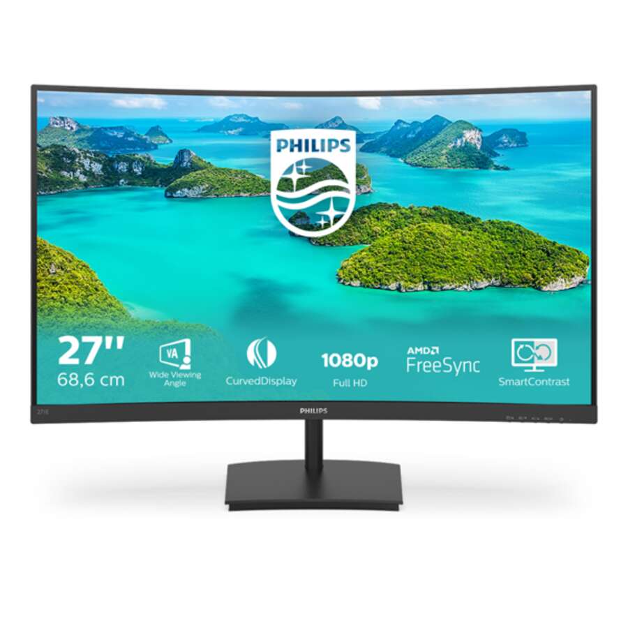PHILIPS Ívelt VA Monitor 27" 271E1SCA, 1920x1080, 16:9, 250c...
