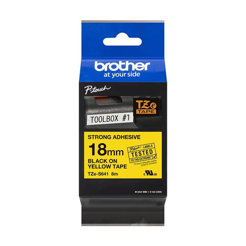 Brother TZE-S641 laminált P-touch szalag (18mm) Black on Yellow -...