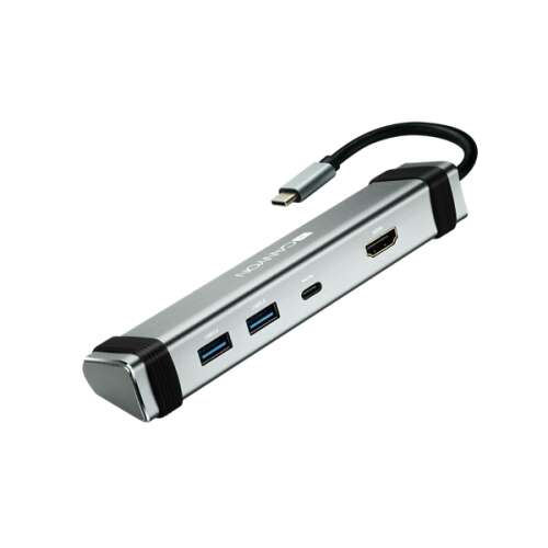 Canyon CNS-TDS03DG 4-в-1 USB Type-C Multiport Hub Space Grey, изглед под ъгъл