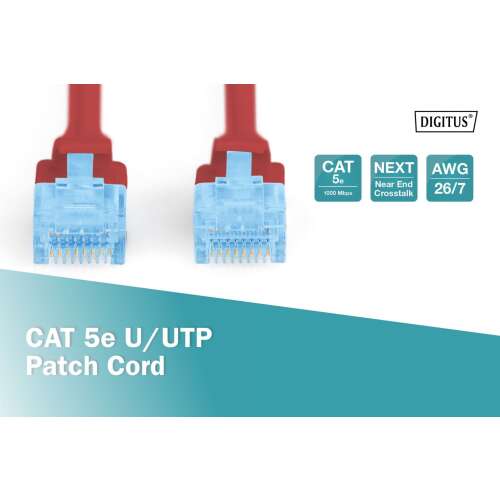 Digitus CAT 5e U/UTP Patchkabel, rot, 5m, RJ45-Stecker