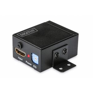 Digitus HDMI Repeater DS-55901 vedere unghiulară, arată intrarea HDMI, alimentarea și setările EQ - Cabluri HDMI