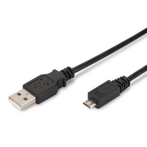 Assmann USB 2.0 A - Micro-B Kábel - 1m - Fekete - Digitus