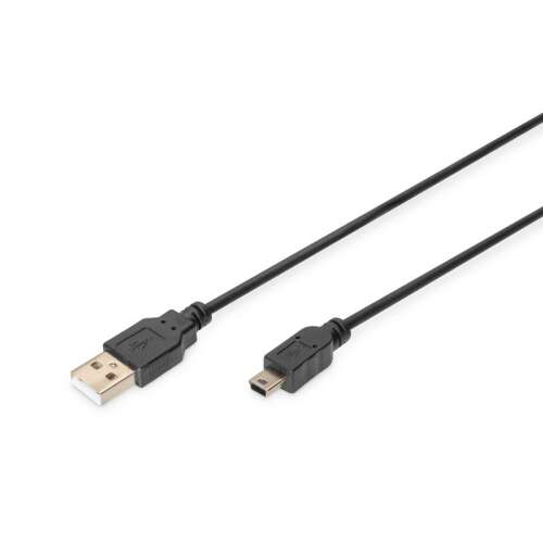 Assmann USB 2.0 összekötő kábel, A-típus mini B-re, 1 méter, fekete