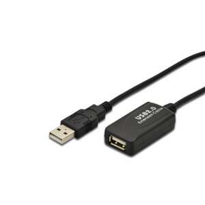 Cablu de extensie Digitus USB 2.0 DA-70130-4, cablu USB A la USB A negru de 5 metri - Cabluri de date