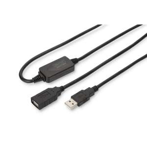 Digitus DA-73101 15m USB 2.0 Repeater kábel, fekete, ferde nézet - USB kábel