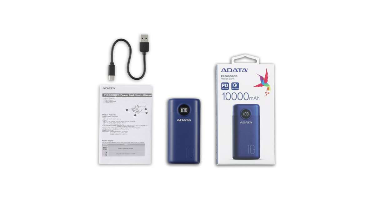 Bateria Portatil / Power Bank 20000mAh ADATA P20000QCD Blue /  AP20000QCD-DGT-CDB