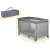RicoKids travel cot with mattress, grey, foldable, portable, safe for baby, dimensions