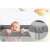 RicoKids travel cot with mattress, grey, foldable, portable, safe for baby, close-up of corner