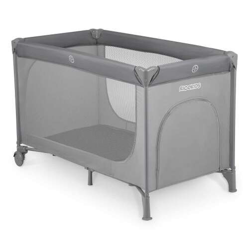 RicoKids travel cot with mattress, grey, foldable, portable, safe for baby