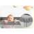 RicoKids travel cot with mattress, grey, foldable, portable, safe for baby, close-up of corner
