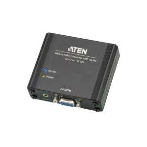 ATEN VC180 Преобразувател VGA към HDMI с аудио, предна страна, HDMI вход, VGA вход, аудио вход - Конвертор VGA