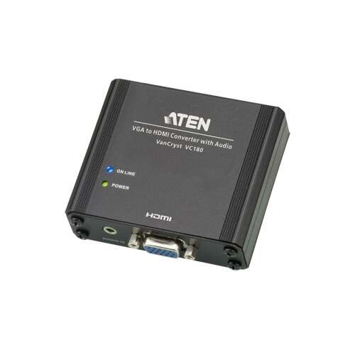 ATEN VC180 Konwerter VGA do HDMI z dźwiękiem, przód, wejście HDMI, wejście VGA, wejście audio