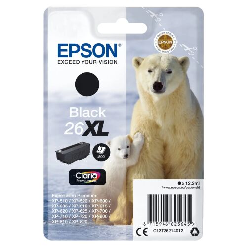 Epson 26XL Schwarze Tintenpatrone - Ersatz mit hoher Kapazität für Expression Premium Drucker