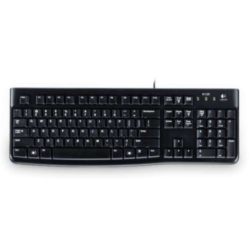 Logitech K120 wired keyboard, black, full-size, with number pad, USB connection