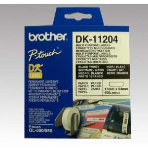 Brother DK-11204 label tape roll, black on white, 400 labels - Office paper product