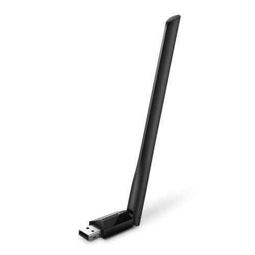 TP-Link Archer T2U Plus AC600 Dual Band Wireless USB Adapter, black, angled view