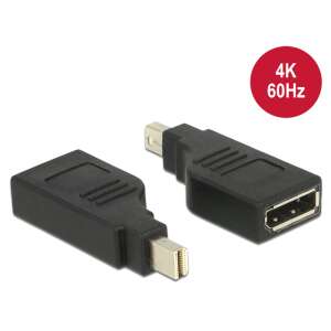 Adapter DeLock mini DisplayPort na DisplayPort, 4K 60Hz, obrotowy 90 stopni, czarny - Konwerter DisplayPort