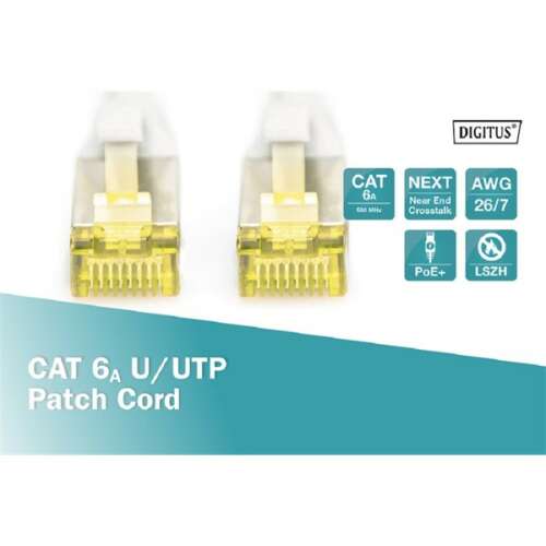 Кабел за свързване Digitus Cat 6A U/UTP, 2 метра, сив, конектори RJ45