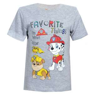 Nickelodeon Paw Patrol тениска с къс ръкав за момчета с щампа Rubble и Marshall, сива с цветен печат - Бебе & Малко дете