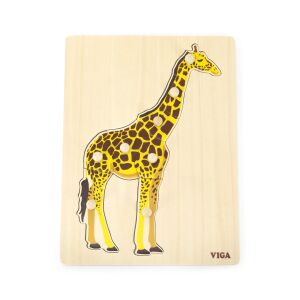 VIGA Puzzle din lemn Montessori Girafa cu ace 134234762 - Puzzle pentru copii