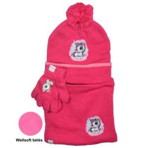 Unikornis Unikornis Winterstrickmütze, Handschuhe und Schal-Set Koralle 3-6 Jahre - Kindermützen, Sets