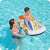 Child playing with Bestway inflatable car pool float with handle, white, blue, yellow, orange