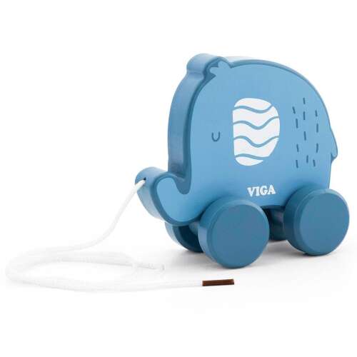 VIGA blue elephant pull-along toy