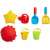 Toyz Activity Bali water and sand table accessories, including buckets, shovels, a watering can, and molds