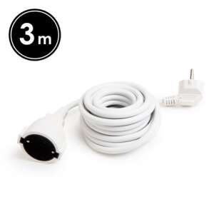 3 meter white extension cord with a 90 degree plug - Delight Extension Cord