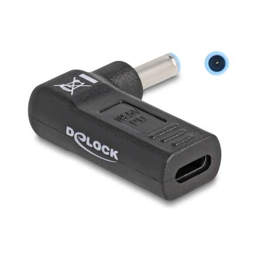 Delock Convertor cablu încărcător laptop cablu USB tip-c de sex feminin > hp 4.5 x 3.0mm de sex masculin 90 grade 60004