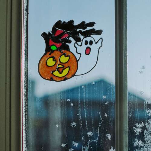 Halloween ablakdekor tök és szellem formában, újrahasználható, könnyen felragasztható - Ablakmatrica
