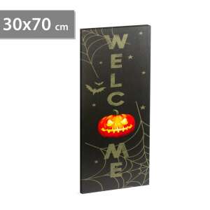 Halloween LED welcome sign with pumpkin and bats, 30 x 70 cm - Halloween decoration