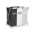 3-compartment laundry hamper with dark, light, and color labels, foldable metal frame, black, white, and grey fabric, bevello