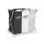 3-compartment laundry hamper with dark, light, and color labels, foldable metal frame, black, white, and grey fabric, bevello