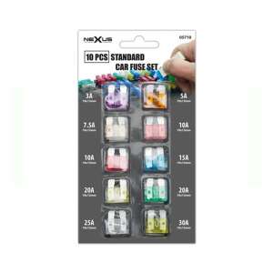 Nexus 10 pcs standard car fuse set, 3A, 5A, 7.5A, 2x10A, 15A, 2x20A, 25A, 30A - Blade Fuse