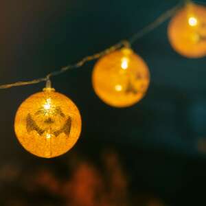 Halloween pumpkin LED string lights, 10 lights, 1.5 meters long, warm white - Halloween decoration