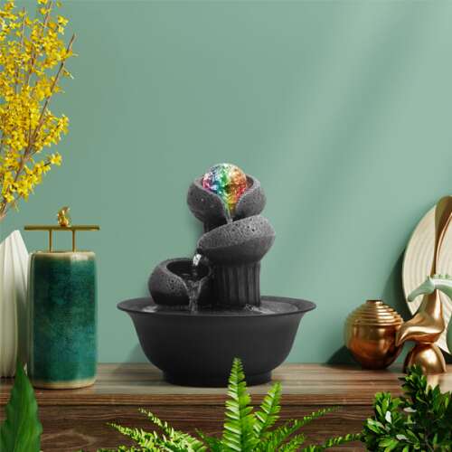 Вътрешна настолна фонтанка с LED осветление и стъклена топка, марка Csobogó