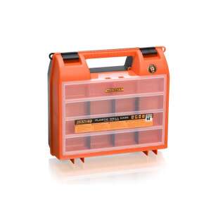 Cutie de plastic portocalie Handy cu compartimente pentru depozitarea burghielor și accesoriilor - Organizatori de scule și piese