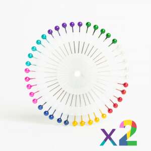 Set of 80 colorful sewing pins with holder, 2 packs - Office accessory
